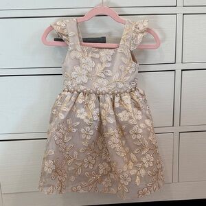 Rare Editions Cream and Gold Floral Dress